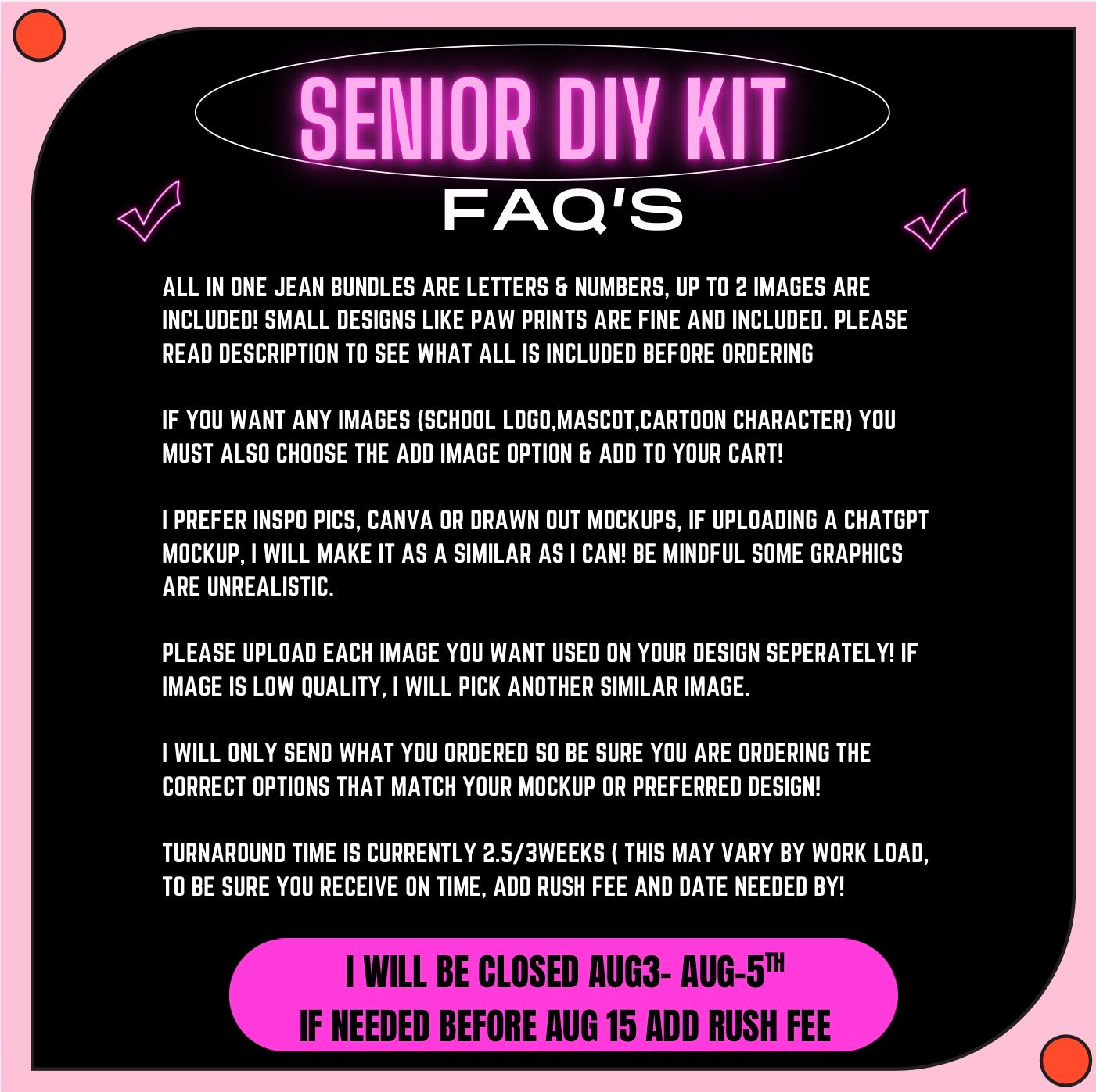 Senior DIY Kit Decals Iron on letters