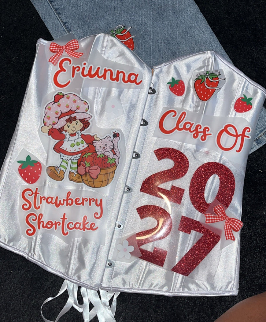 Custom Strawberry Shortcake Class of 2027 senior corset