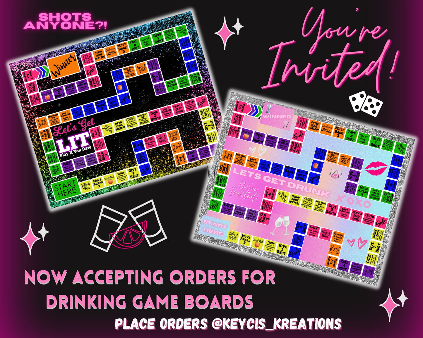 Lets get lit/lets get drunk board game drinking game