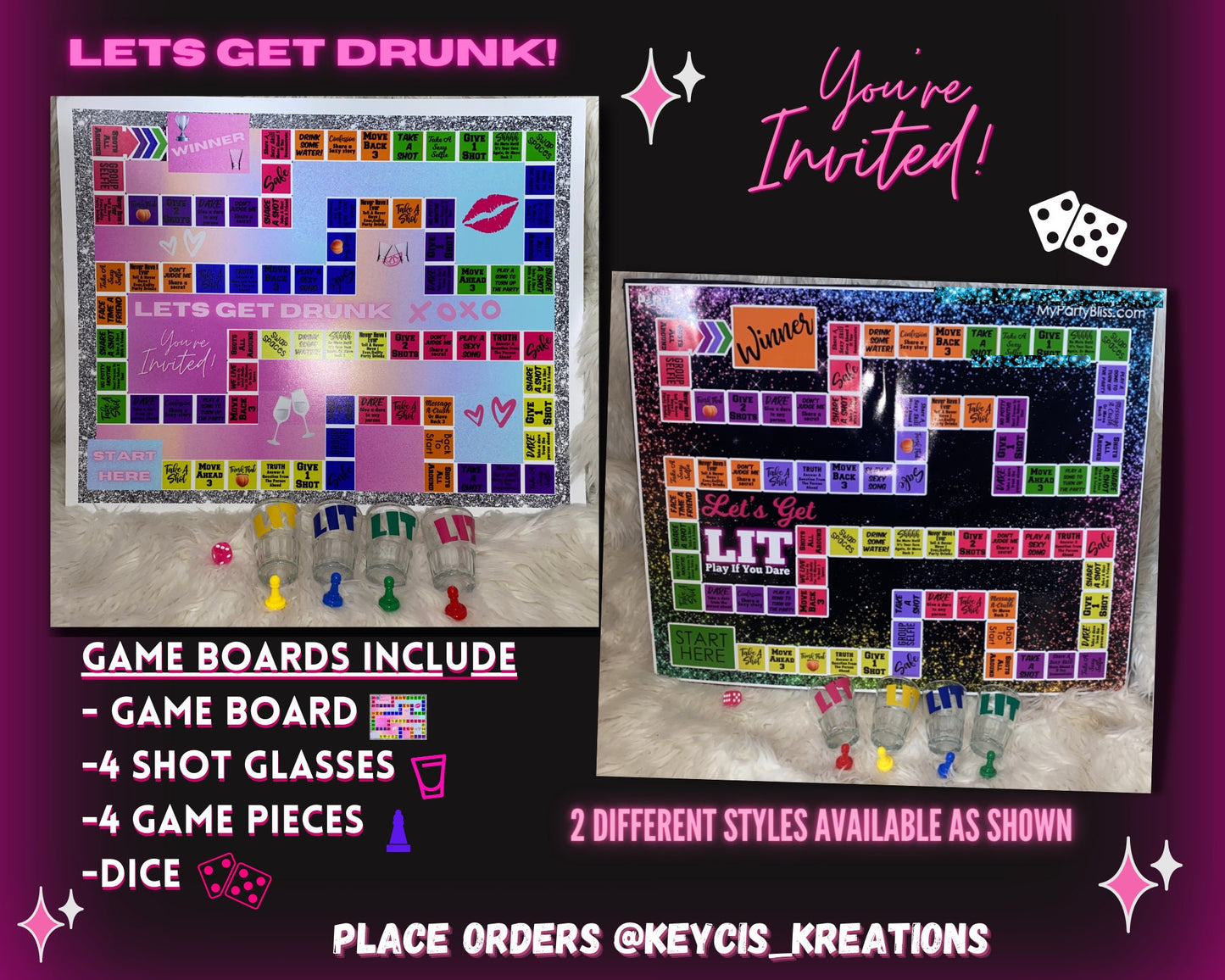 Lets get lit/lets get drunk board game drinking game